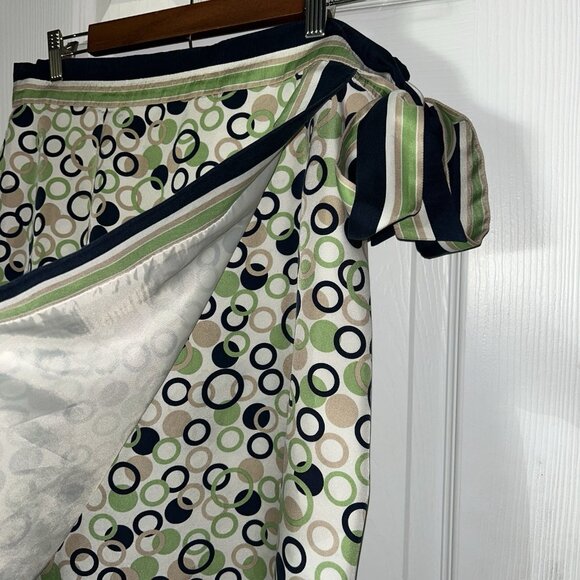 Talbots Circle Print Vintage 100% Silk Preppy Retro Style Wrap Skirt Size 14 - Picture 3 of 7